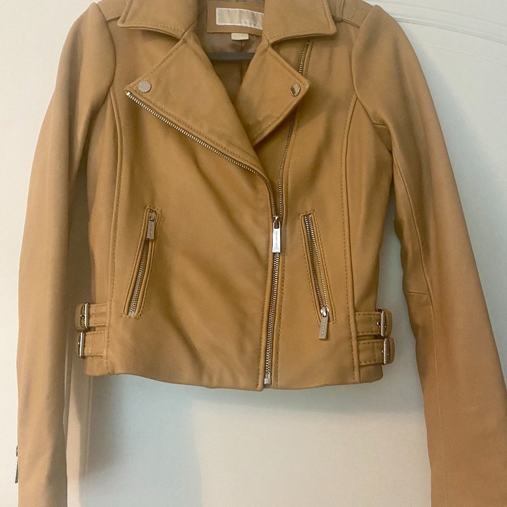 Michael Kors Moto Camel Leather jacket- XS